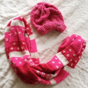 Pink Knitted Scarf & Beanie Bundle